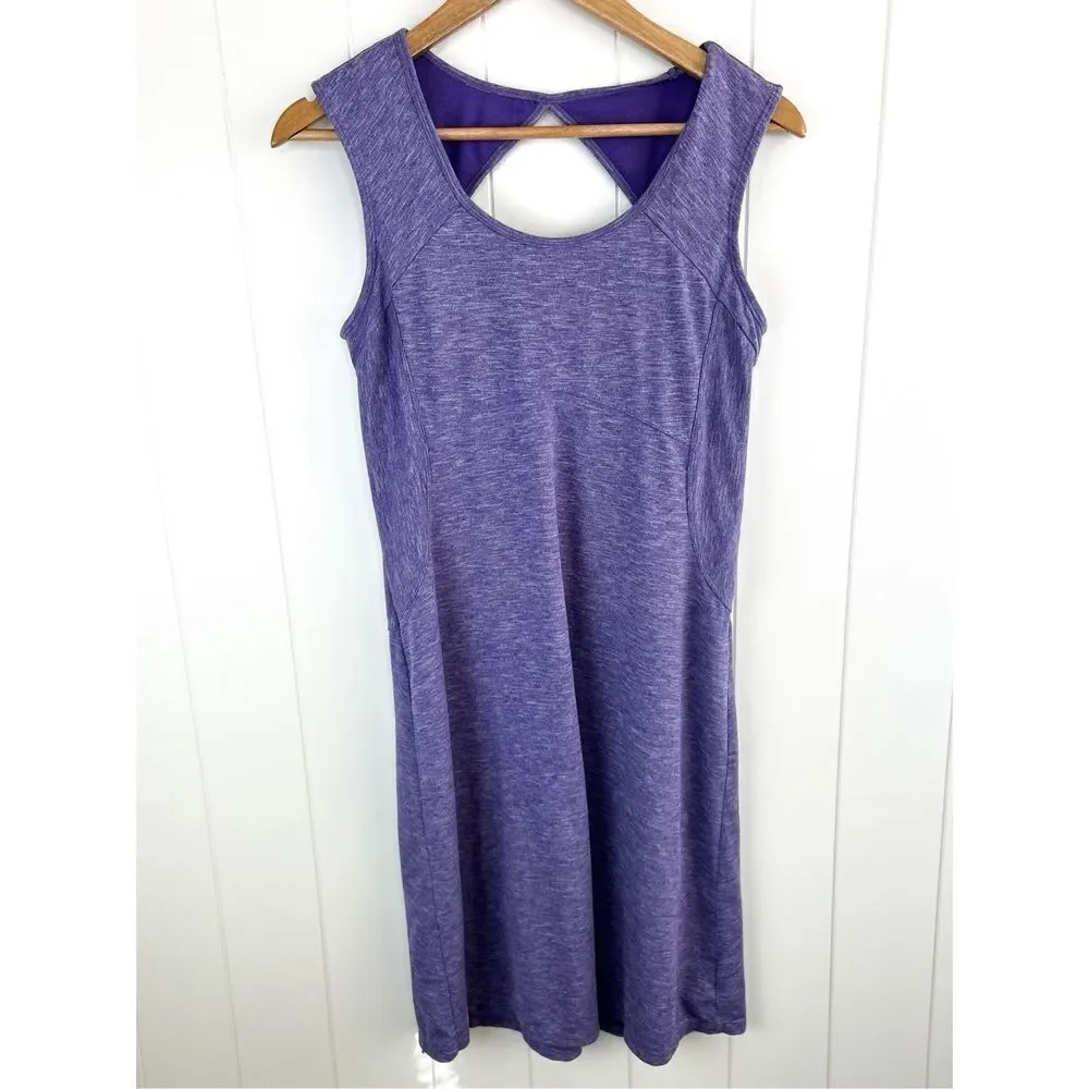 Prana Calico‎ Sleeveless Stretch Dress Ultra Violet Cut Out Back Size S